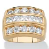 Palm Beach Jewelry Men's 4.35 Cttw Square-cut 18k Gold-plated Cubic Zirconia Channel-set Step Ring In Yellow