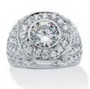 Palm Beach Jewelry Men's 4.55 Cttw. Round Cubic Zirconia Platinum-plated Geometric Cluster Ring In White