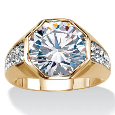 Palm Beach Jewelry Men's 6 Tcw Round Cubic Zircona Octagon Ring Gold-plated In Yellow