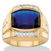 Palm Beach Jewelry Men's 7.61 Tcw Created Blue Sapphire And Diamond Yellow Gold-plated Ring In Yellow