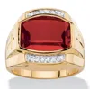 Palm Beach Jewelry Men's 7.61 Tcw Created Red Ruby And Diamond 18k Gold-plated Ring In Red
