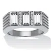 Palm Beach Jewelry Men's Baguette Crystal Pave Stainless Steel Ring