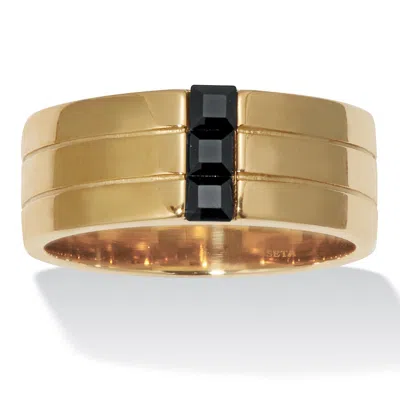 Palm Beach Jewelry Men's Black Crystal Gold Ion-plated Stainless Steel Ring