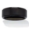 Palm Beach Jewelry Men's Black Ion-plated Brushed Finish Bevel Edge Wedding Band In Black