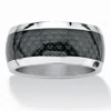 Palm Beach Jewelry Men's Black Ion-plated Stainless Steel Checkerboard Motif Wedding Band Ring In White