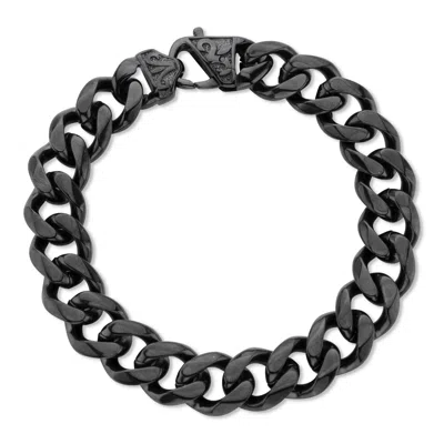 Palm Beach Jewelry Men's Black Ion Plated Stainless Steel Curb Link Bracelet 10" Length