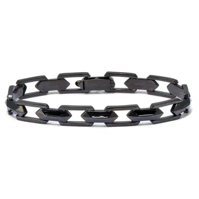 Palm Beach Jewelry Men's Black Ion-plated Stainless Steel Link Bracelet 8-inch