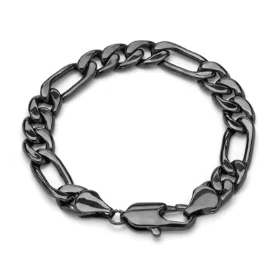 Palm Beach Jewelry Men's Black Rhodium-plated Figaro-link Chain Bracelet 9"