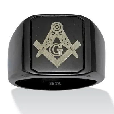 Palm Beach Jewelry Men's Black Stainless Steel Masonic Ring
