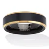 Palm Beach Jewelry Men's Black Tungsten Matte Finish With Gold-ion Plating Ring In Black