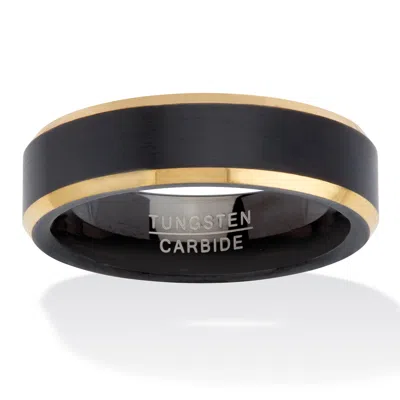 Palm Beach Jewelry Men's Black Tungsten Matte Finish With Gold-ion Plating Ring