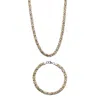 Palm Beach Jewelry Men's Byzantine-link Gold Ion-plated Stainless Steel Set 24" & 9" Lengths In Yellow