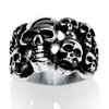 Palm Beach Jewelry Men's Cluster Skull Ring In Antiqued Stainless Steel In White