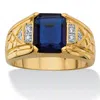 Palm Beach Jewelry Men's Created Blue Sapphire Diamond Accent 18k Gold-plated Etched Ring In Blue