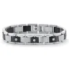 Palm Beach Jewelry Men's Crystal Accent Bar-link Bracelet In Black Ion-plated Stainless Steel
