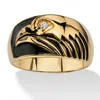 Palm Beach Jewelry Men's Cubic Zirconia Gold-plated Black Enamel-finish American Eagle Ring In Yellow