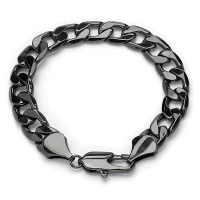 Palm Beach Jewelry Men's Curb-link Chain Bracelet In Black Ruthenium 9"