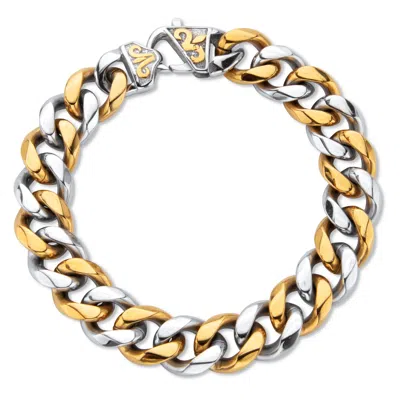 Palm Beach Jewelry Men's Curb Link Gold Ion Plated Stainless Steel Bracelet 10" Length In Yellow