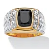 Palm Beach Jewelry Men's Cushion-cut Genuine Onyx & Cz Ring In 14k Gold-plated Sterling Silver In Yellow