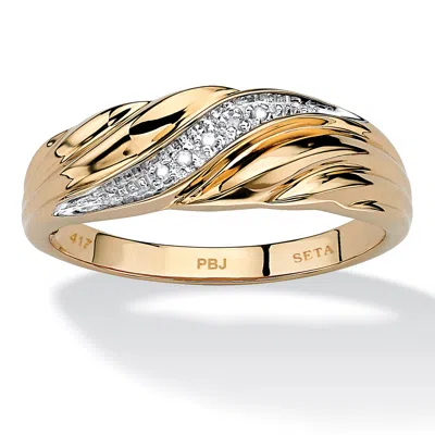 Palm Beach Jewelry Men's Diamond Accent 10k Gold Swirled Wedding Band Ring In White