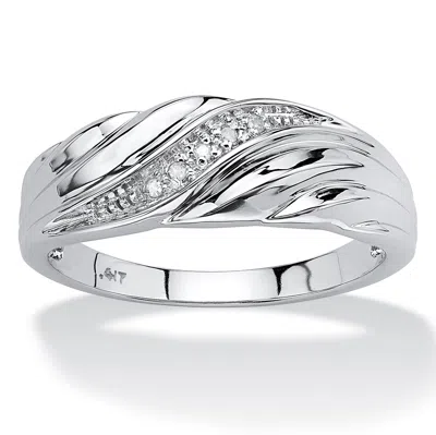 Palm Beach Jewelry Men's Diamond Accent 10k White Gold Swirled Wedding Band Ring