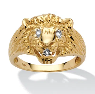 Palm Beach Jewelry Men's Diamond Accent 10k Yellow Gold Lion's Head Ring In White