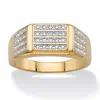 Palm Beach Jewelry Men's Diamond Accent 14k Gold-plated Multi-row Grid Ring In Yellow