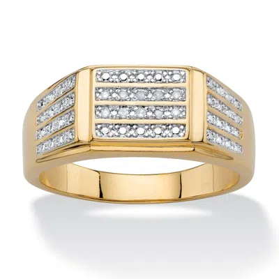 Palm Beach Jewelry Men's Diamond Accent 14k Gold-plated Multi-row Grid Ring In Yellow