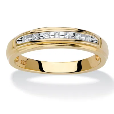 Palm Beach Jewelry Men's Diamond Accent 18k Gold-plated Sterling Silver Wedding Ring In Yellow