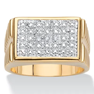 Palm Beach Jewelry Men's Diamond Accent 18k Gold-plated Two-tone Watchband-style Grid Ring In Yellow