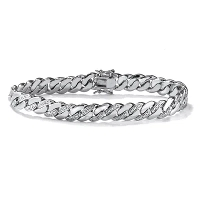 Palm Beach Jewelry Men's Diamond Accent Curb-link Bracelet Platinum-plated 9.5"