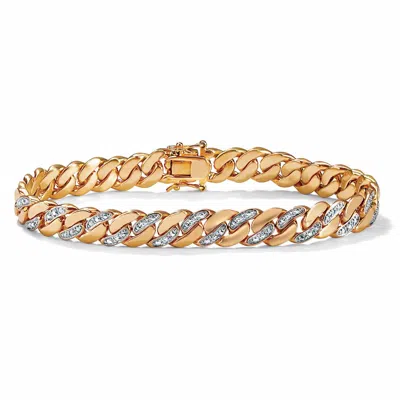 Palm Beach Jewelry Men's Diamond Accent Curb-link Bracelet Yellow Gold-plated 8.5"