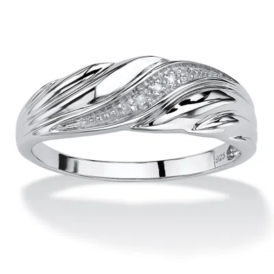 Palm Beach Jewelry Men's Diamond Accent Diagonal Swirl Ring In Platinum-plated Sterling Silver In White