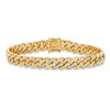Palm Beach Jewelry Men's Diamond Accent Gold-plated Angled Curb-link Bracelet 8.5" In White