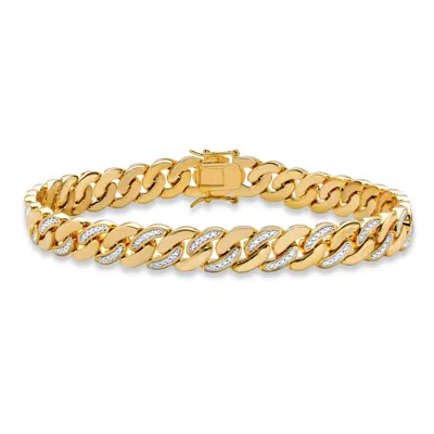 Palm Beach Jewelry Men's Diamond Accent Gold-plated Angled Curb-link Bracelet 8.5"