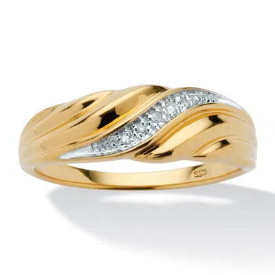 Palm Beach Jewelry Men's Diamond Accent Ring In Gold-plated Sterling Silver In White