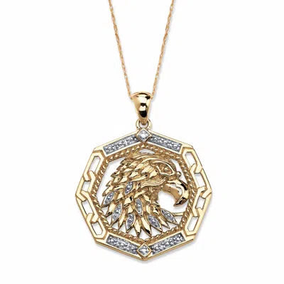 Palm Beach Jewelry Men's Diamond Accent Solid 10k Yellow Gold Eagle Pendant Necklace 18" In White