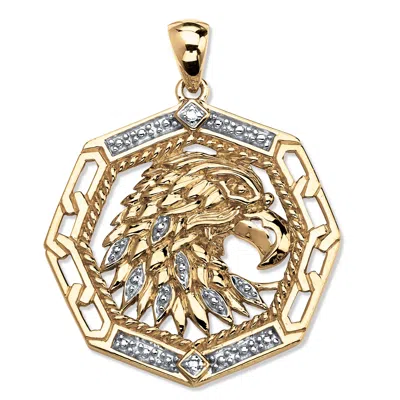 Palm Beach Jewelry Men's Diamond Accented Eagle Pendant In Gold-plated Sterling Silver In White