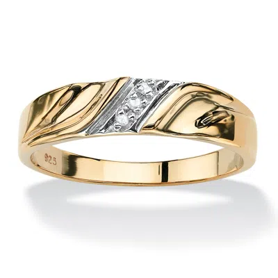 Palm Beach Jewelry Men's Diamond Accented Wedding Ring In Gold-plated Sterling Silver In White