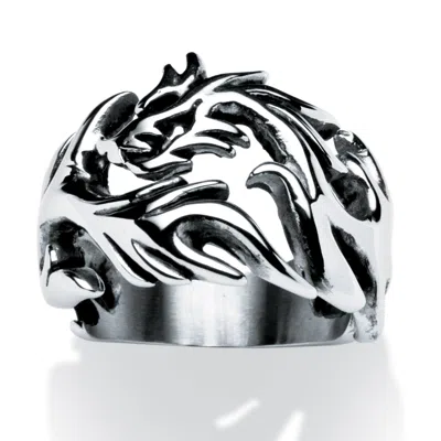 Palm Beach Jewelry Men's Dragon Cutout Ring In Stainless Steel In White