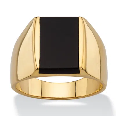 Palm Beach Jewelry Men's Emerald-cut Genuine Black Onyx Gold-plated Classic Ring In Yellow