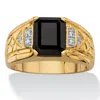 Palm Beach Jewelry Men's Genuine Emerald-cut Black Onyx And Diamond Accent 18k Gold-plated Ring In Yellow