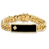 Palm Beach Jewelry Men's Genuine Onyx And Diamond Accent Gold-plated Curb-link Bracelet 8"