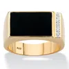 Palm Beach Jewelry Men's Genuine Onyx And Diamond Accent Gold-plated Silver Rectangular Ring In Yellow