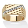 Palm Beach Jewelry Men's Gold Ion-plated Stainless Steel Pave Crystal Ring