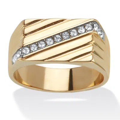 Palm Beach Jewelry Men's Gold Ion-plated Stainless Steel Pave Crystal Ring In White