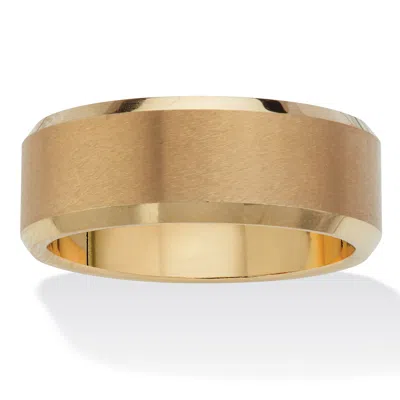 Palm Beach Jewelry Men's Gold Ion-plated Tungsten Brushed Finish Bevel Edge Wedding Band In Yellow