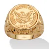 Palm Beach Jewelry Men's Gold-plated American Eagle Coin Replica Nugget-style Ring In Yellow