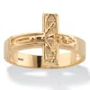 Palm Beach Jewelry Men's Gold-plated Sterling Silver Horizontal Crucifix Cross Ring In Yellow