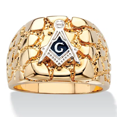 Palm Beach Jewelry Men's Nugget-style Yellow Gold-plated Masonic Insignia Ring